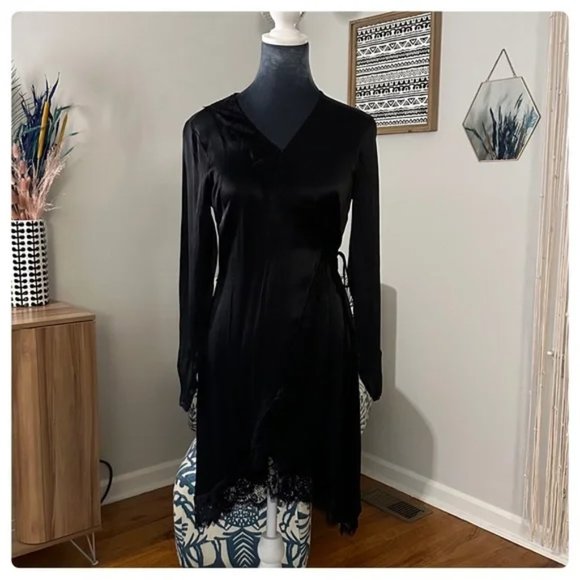 By Anthropologie Lace-Trimmed Wrap Dress, NWT, Size XXS - Picture 1 of 12